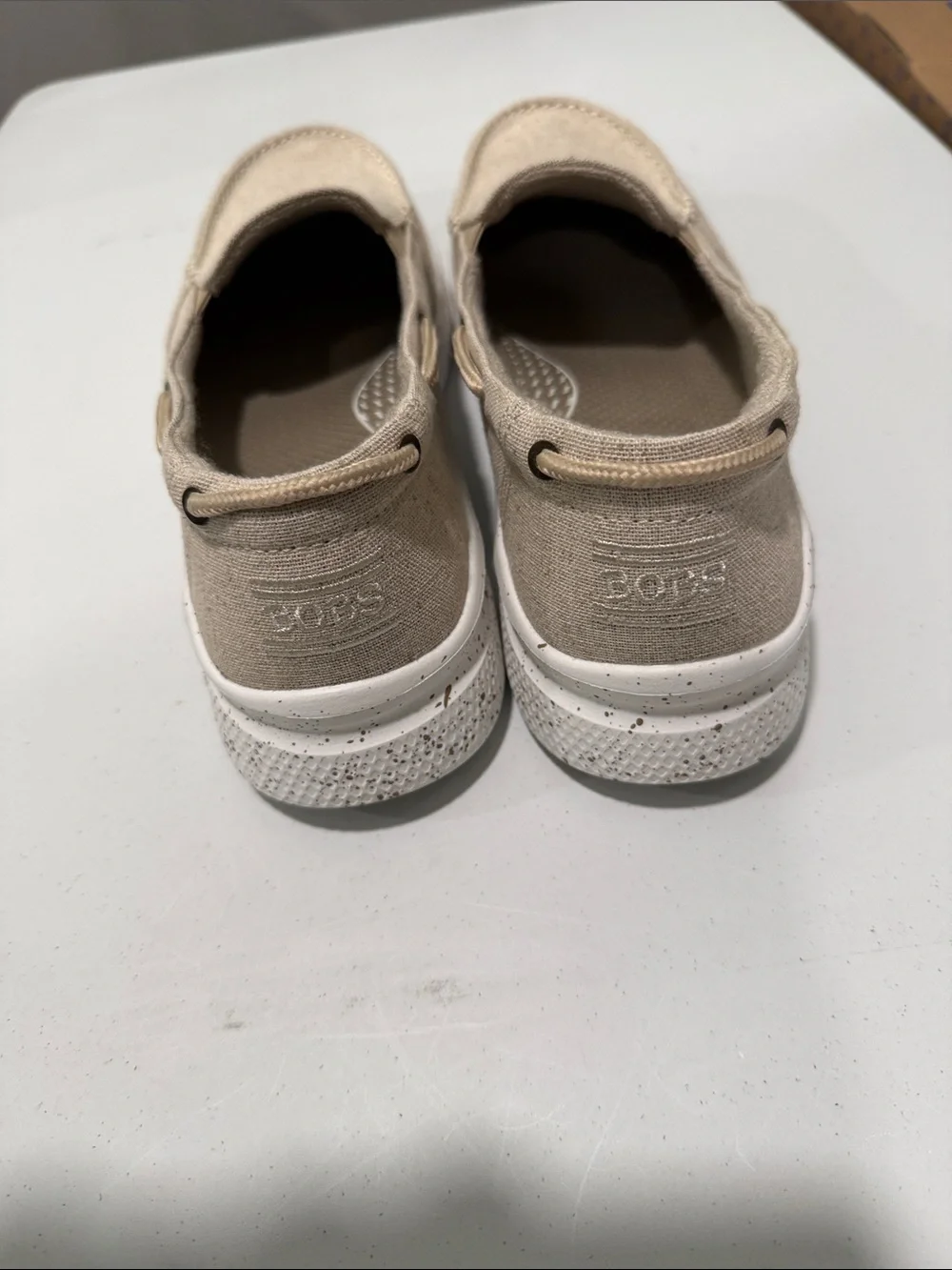 Skechers Women's Beige Canvas Slip-On Sneakers